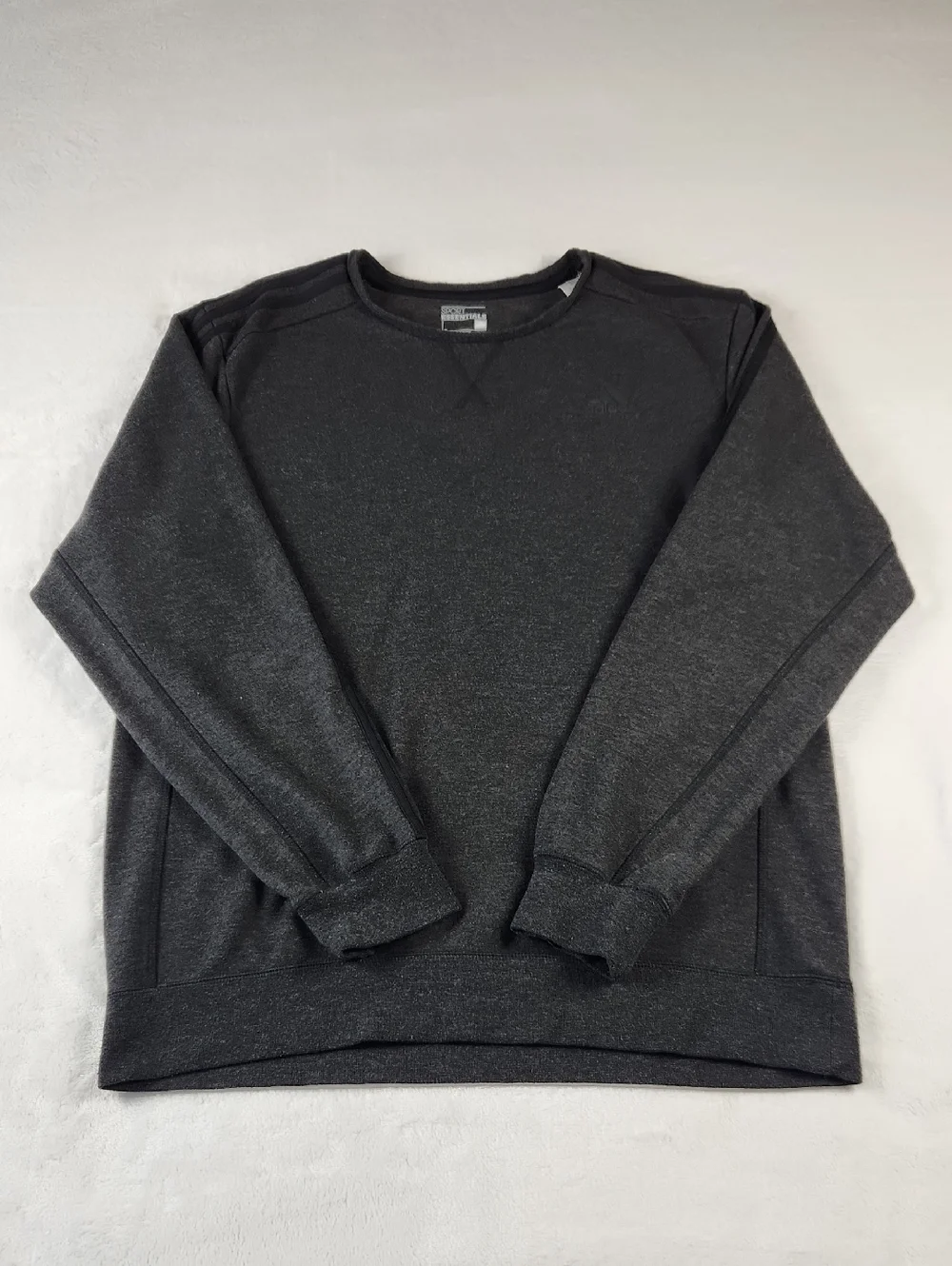 Adidas Essentials 3-Stripes Crewneck Sweatshirt Charcoal Gray Men's Large